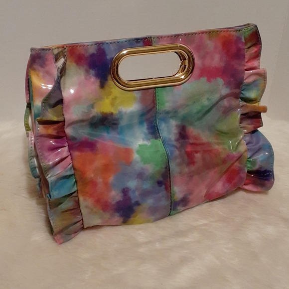 Handbags - (NWT) PATENT LEATHER TYE DYE CLUTCH